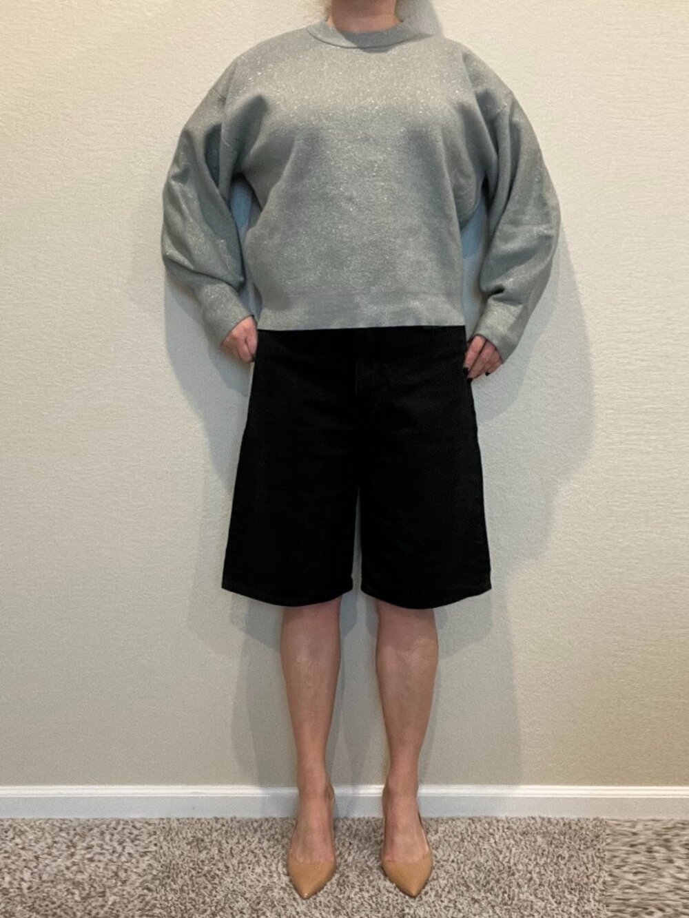 H&M Deconstructed Sweater Green with Gold size S